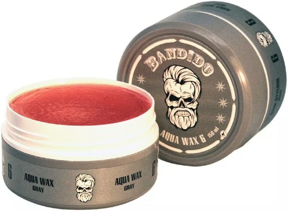 3 Bandido Cera Aqua para peinar el cabello, aspecto brillante, fijación fuerte, gris n.º 6, 150 ml