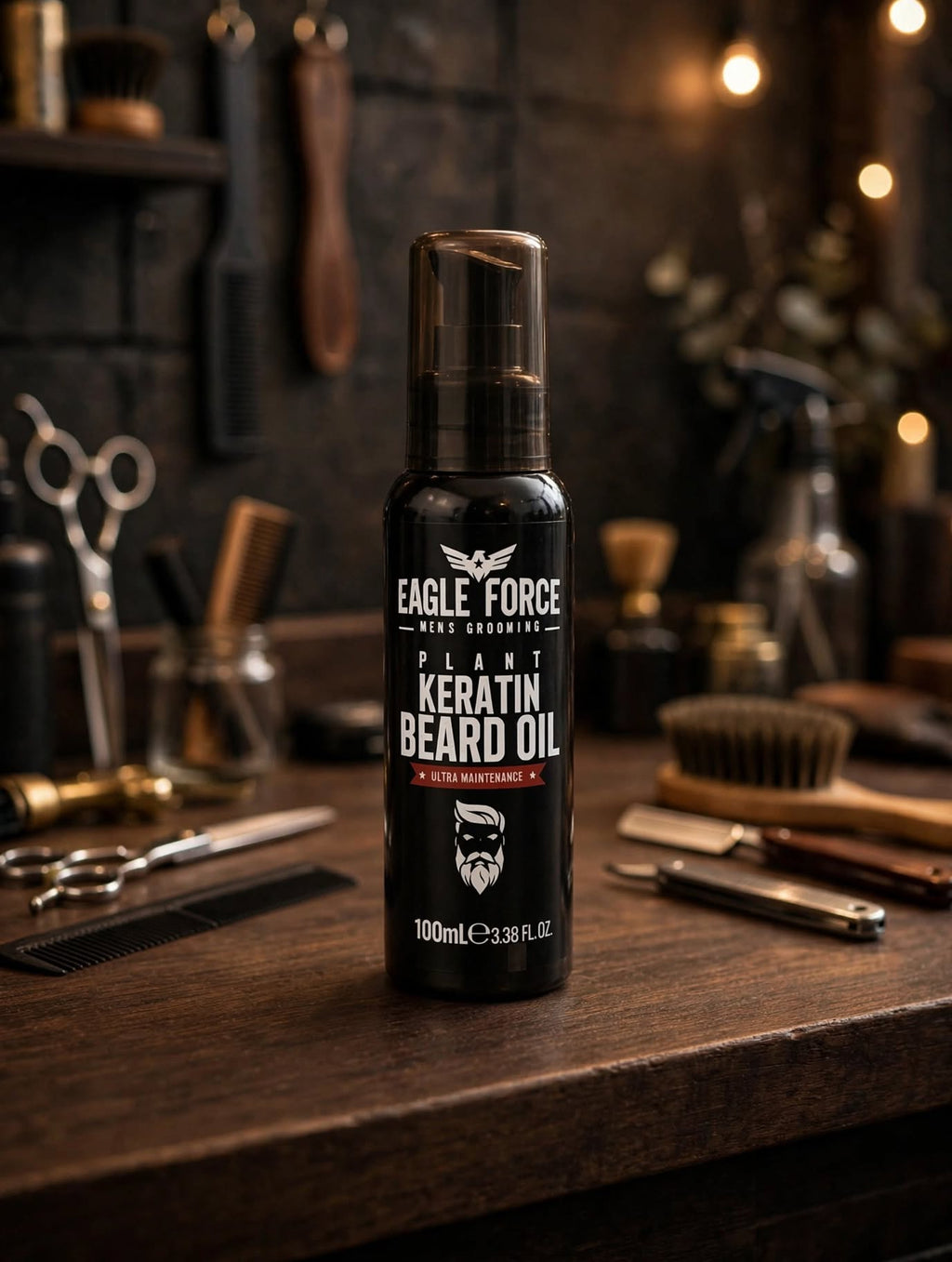 EAGLE FORCE Plant Keratin Beard Oil 100ml - Aceite para Barba con Keratina Vegetal | Ultra Maintenance | Suaviza, Hidrata y Da Brillo
