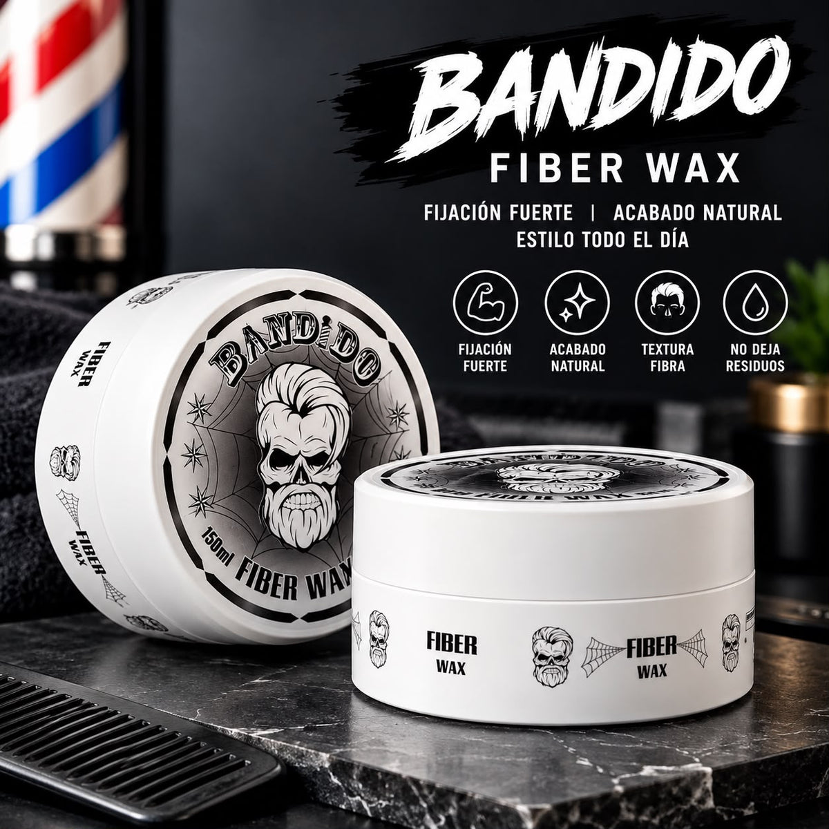 Bandido Fiber - Cera para el cabello para hombre, 150 ml